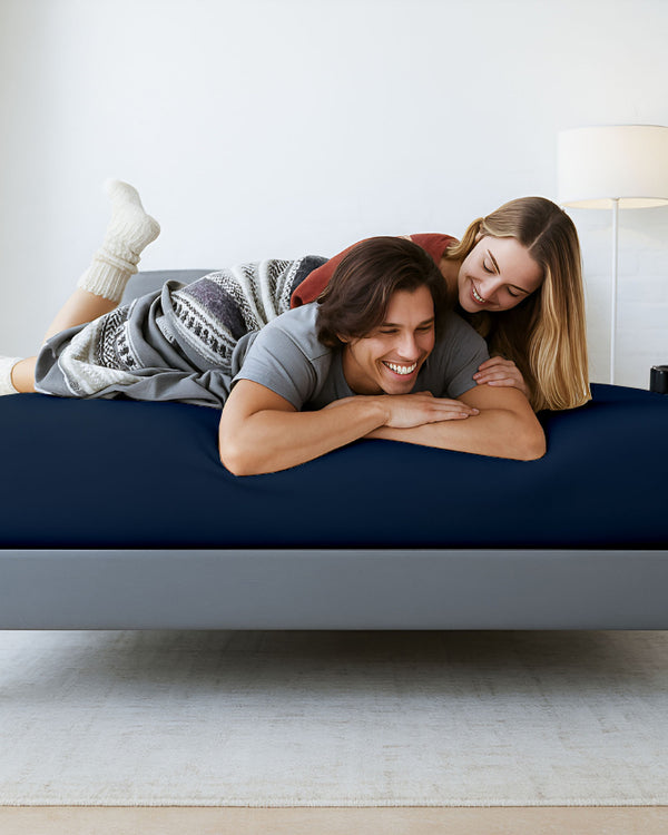 Oceanbreeze Premium Cotton 4 Piece Sheets Set for Waterbeds - Navy Blue