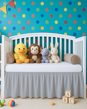Microfiber Ruffled Crib Bed Skirt with Split Corners- Light Gray-baby bedding-Shreem Linen-Slumber Sphere