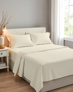 Royal Dreams, Extra Deep 4 Piece Cotton Sheet Set- Ivory