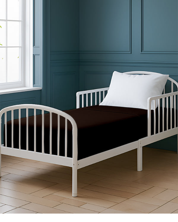 SoftHaven 1 Piece Cotton Cot Fitted Bed Sheet - Chocolate