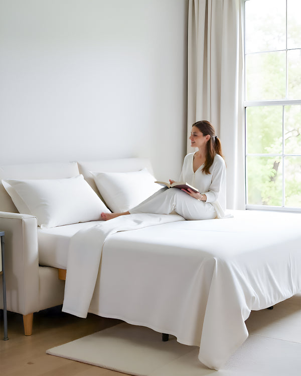 FlexFit Comfort Cotton 4-Piece Sleeper Sofa Sheet Set - White