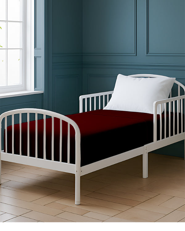 SoftHaven 1 Piece Cotton Cot Fitted Bed Sheet - Burgundy