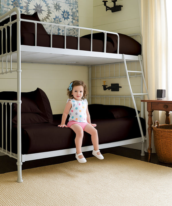 CloudLuxe – Sateen Finish Egyptian Cotton 4 Piece Cot Bedding Set - Chocolate