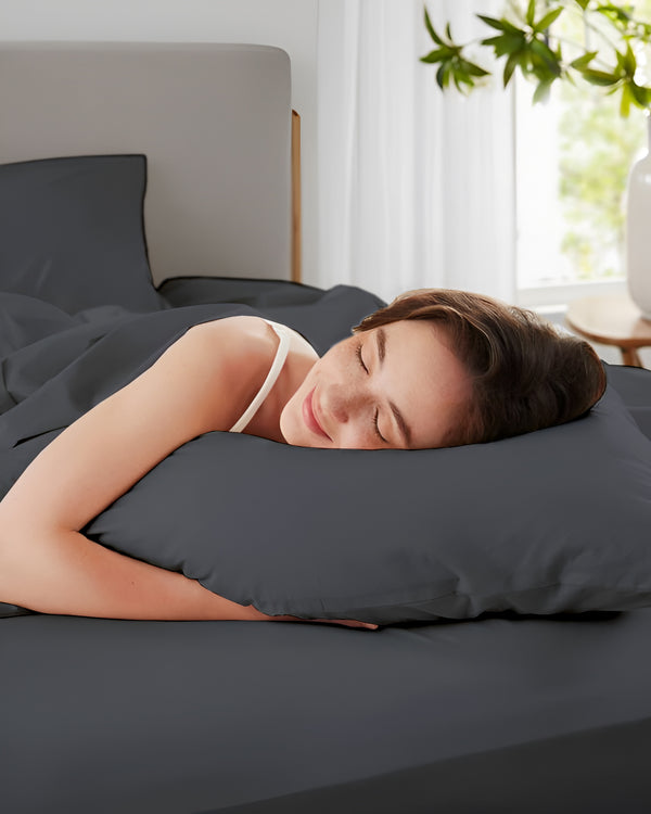 Classic Comfort Cotton Bedding 4 Piece Sheet Set- Dark Gray