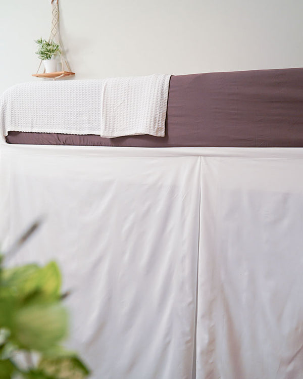 SmartPleat – Microfiber 1 Piece Pleated Dorm Bed Skirt - White-Bed Skirts-Shreem Linen-Slumber Sphere