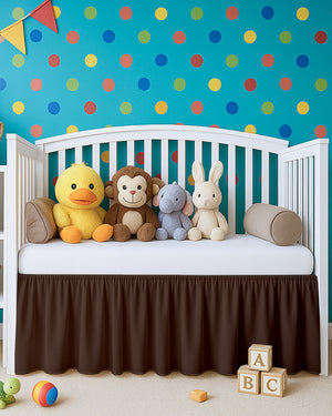Microfiber Ruffled Crib Bed Skirt with Split Corners- Chocolate-baby bedding-Shreem Linen-Slumber Sphere