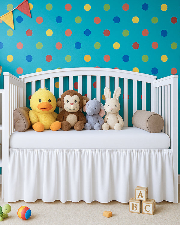 Microfiber Ruffled Crib Bed Skirt with Split Corners- White-baby bedding-Shreem Linen-Slumber Sphere