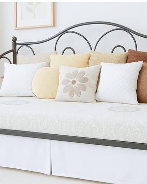 Luxe Pleated Microfiber 1 Piece Daybed Skirt- White-Bed Skirts-Shreem Linen-Slumber Sphere