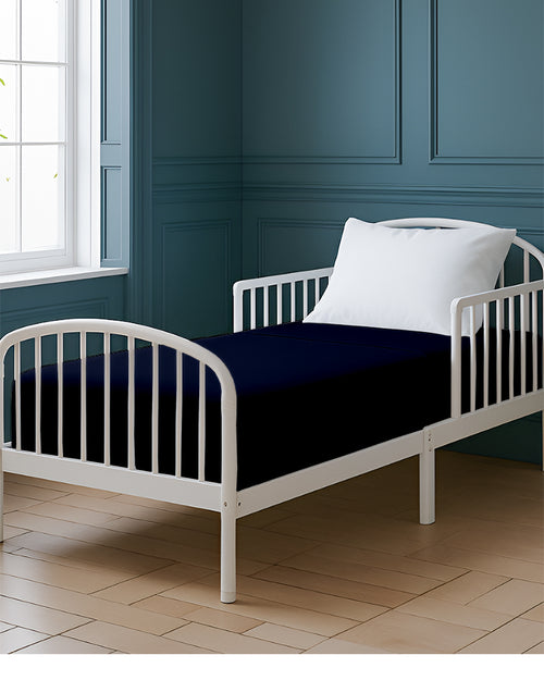 SoftHaven 1 Piece Cotton Cot Fitted Bed Sheet - Navy Blue