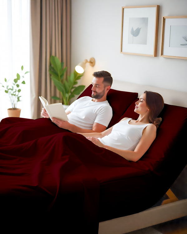 Serenity Split –  Premium Cotton 4 Piece Split Head Sheet Set- Burgundy