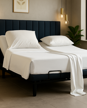 Snowy Giza Split Bed 5 Piece Sheet Set - White-Custom Beds-MyGiza-Slumber Sphere