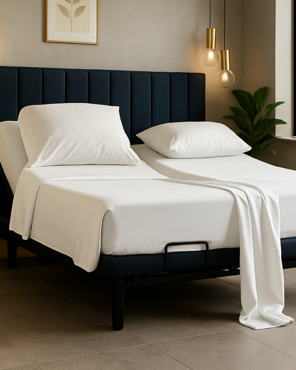 Snowy Giza Split Bed 5 Piece Sheet Set - White-Custom Beds-MyGiza-Slumber Sphere