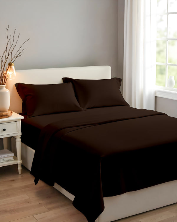 Royal Dreams, Extra Deep 4 Piece Cotton Sheet Set- Chocolate