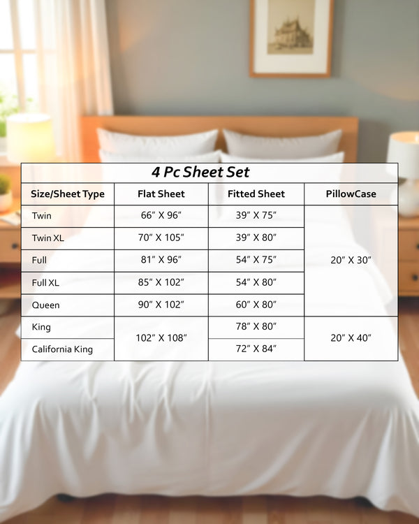 Royal Dreams, Extra Deep 4 Piece Cotton Sheet Set- White