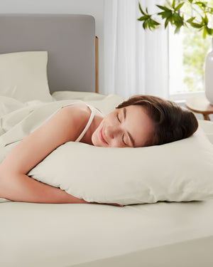 Classic Comfort Cotton Bedding 4 Piece Sheet Set- Ivory