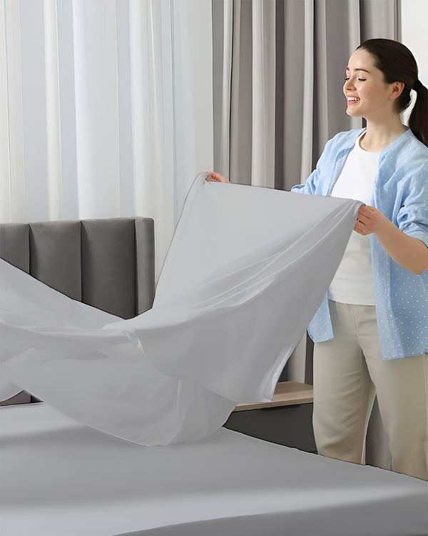 SleepEase Split Head 4 Piece Sheet Set- Light Gray