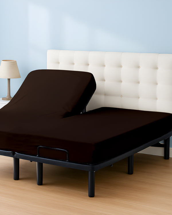 Premium 1 Piece Fitted Sheet with Top Split for Adjustable Beds - Chocolate