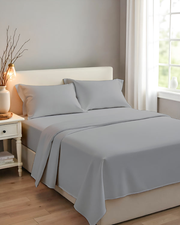 Royal Dreams, Extra Deep 4 Piece Cotton Sheet Set- Light Gray