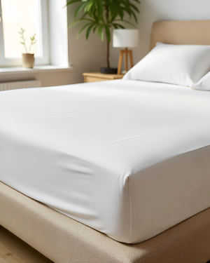 SleepNest 3 Piece Brushed Microfiber Fitted Sheet Set- White-Bed Sheet-Shreem Linen-Slumber Sphere