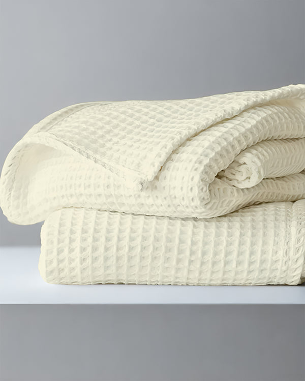 Havenweave Cotton 1 Piece Waffle Coverlet - Ivory-Bed Layers-Cottington Lane-Slumber Sphere