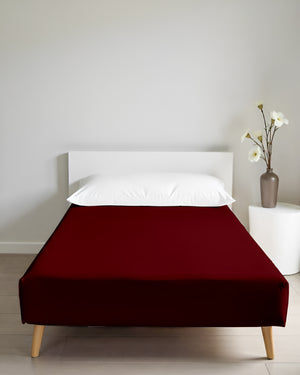 Luxe Giza Cotton 1 Piece Cot Fitted Sheet - Burgundy