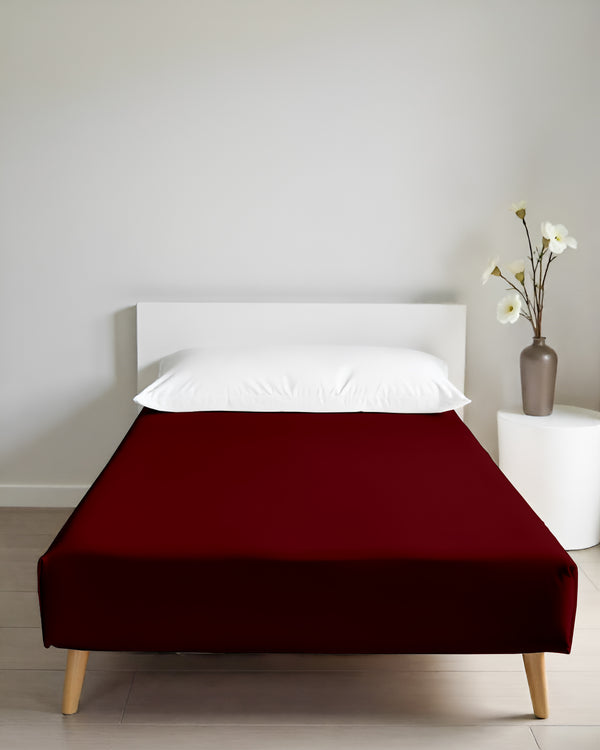 Luxe Giza Cotton 1 Piece Cot Fitted Sheet - Burgundy
