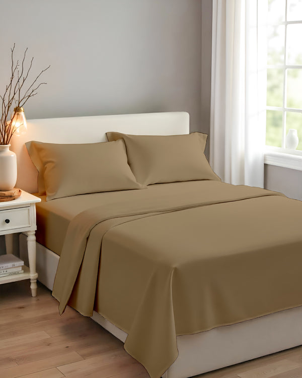 Royal Dreams, Extra Deep 4 Piece Cotton Sheet Set- Taupe