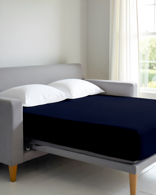SmartSleep 1 Piece Deep Pocket Fitted Sheet for Convertible Sofa Beds - Navy Blue