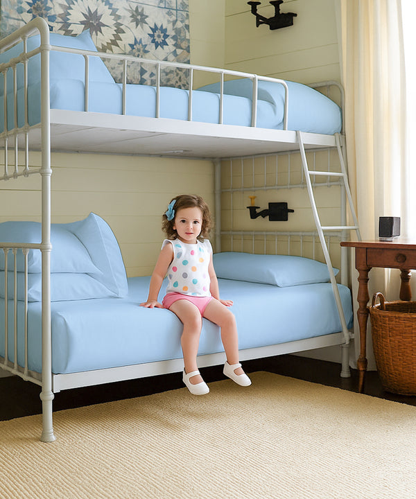 CloudLuxe – Sateen Finish Egyptian Cotton 4 Piece Cot Bedding Set - Light Blue