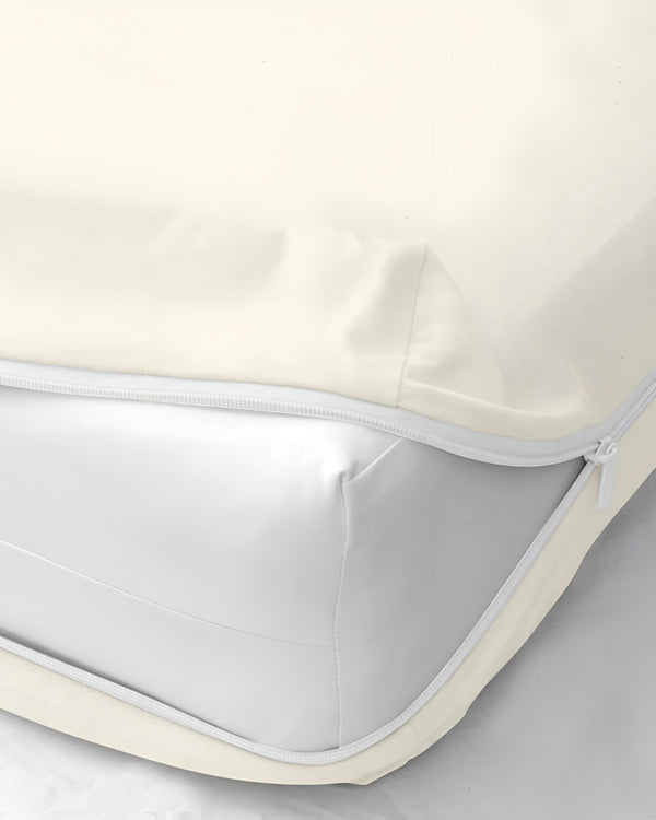 PureGuard ZipFit –  1 Piece Zipper Closure Fitted Sheet - Ivory