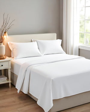 Royal Dreams, Extra Deep 4 Piece Cotton Sheet Set- White