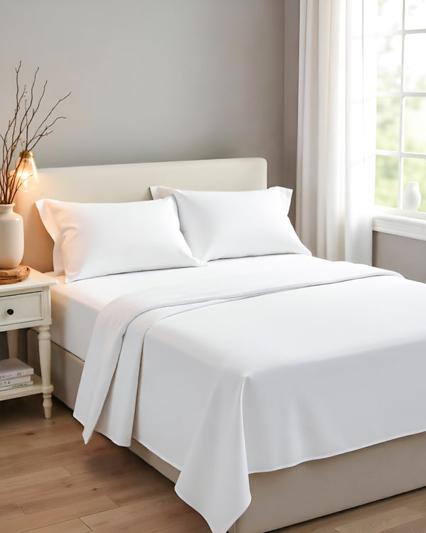 Royal Dreams, Extra Deep 4 Piece Cotton Sheet Set- White