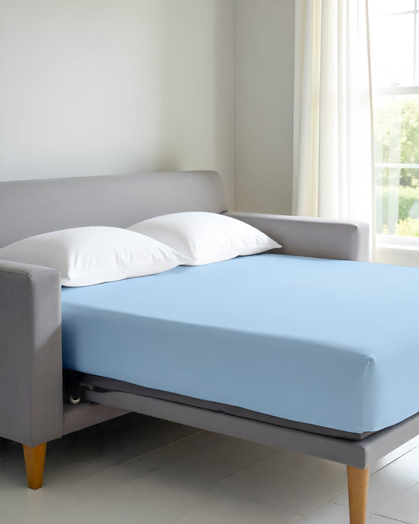 SmartSleep 1 Piece Deep Pocket Fitted Sheet for Convertible Sofa Beds - Light Blue