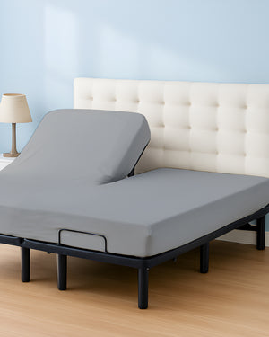 Premium 1 Piece Fitted Sheet with Top Split for Adjustable Beds - Light Gray