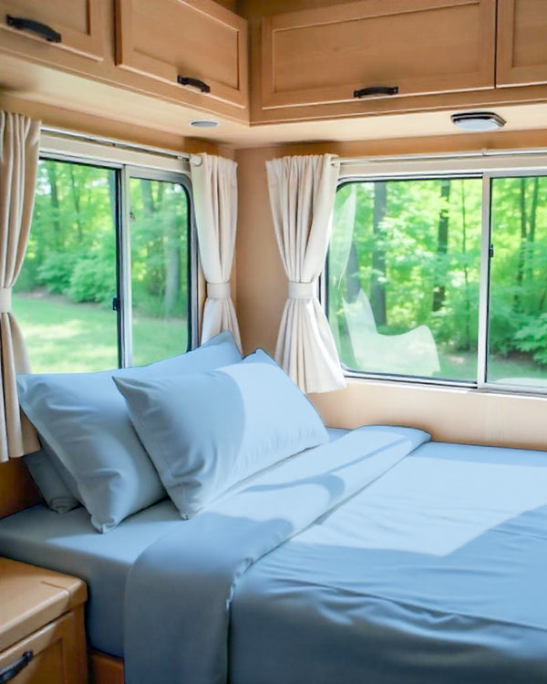 Modern Haven RV Sheet Set – Soft Microfiber, 4-Piece Luxury Collection - Light Blue