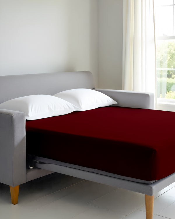 SmartSleep 1 Piece Deep Pocket Fitted Sheet for Convertible Sofa Beds - Burgundy