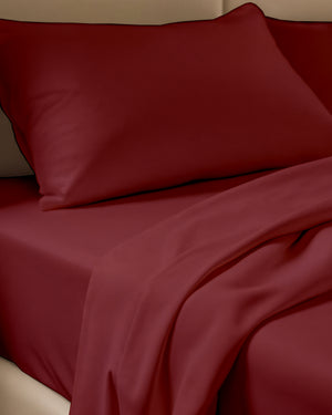 FoldEase Murphy Bed 4 Piece Sheet Set- Burgundy