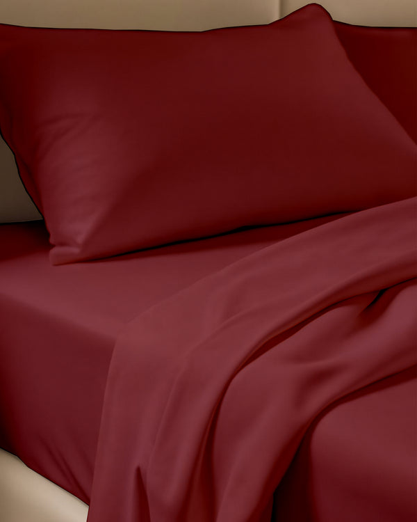 FoldEase Murphy Bed 4 Piece Sheet Set- Burgundy