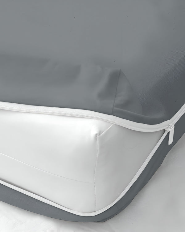 PureGuard ZipFit –  1 Piece Zipper Closure Fitted Sheet - Dark Gray