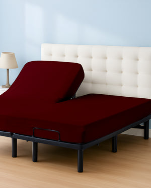 Premium 1 Piece Fitted Sheet with Top Split for Adjustable Beds - Burgundy