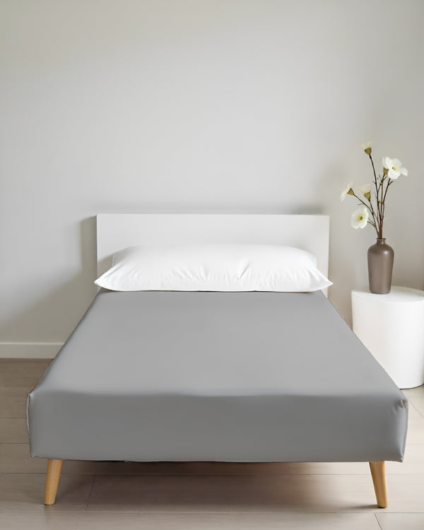 Luxe Giza Cotton 1 Piece Cot Fitted Sheet - Light Grey
