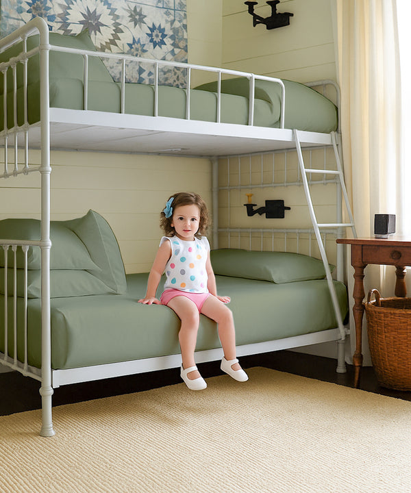 CloudLuxe – Sateen Finish Egyptian Cotton 4 Piece Cot Bedding Set - Sage