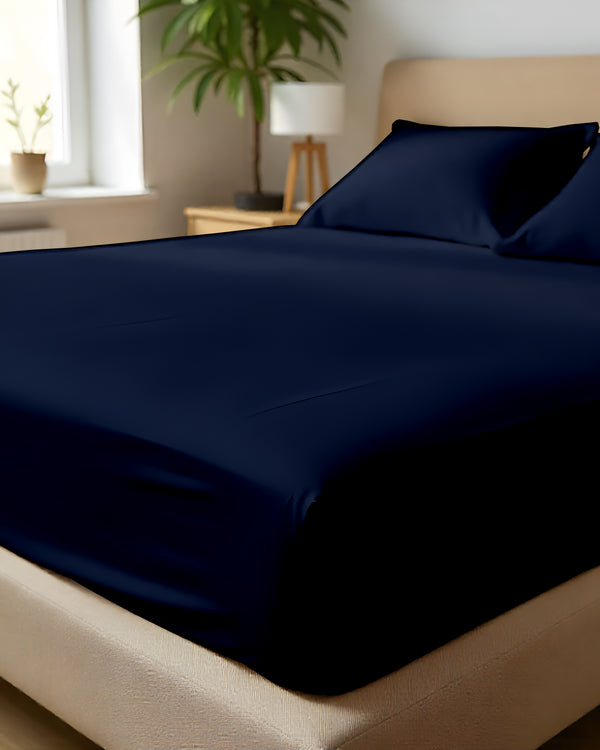 Imperial Touch Exquisite 6 Piece Cotton Sheet Set- Navy Blue