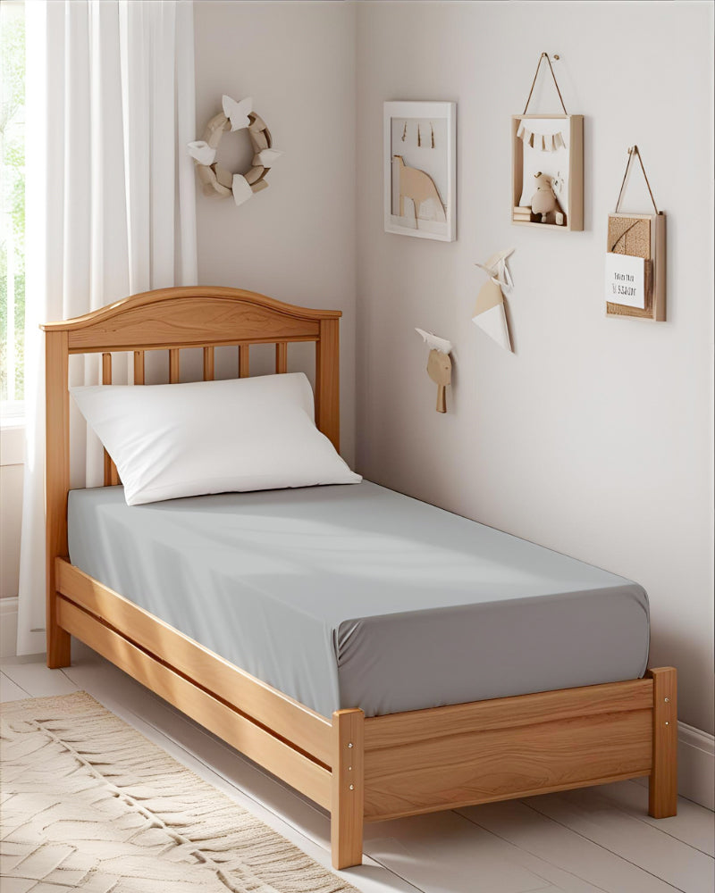 Ultra-fine Microfiber 1 Piece Silver Mist Cot Fitted Sheet – Light Grey