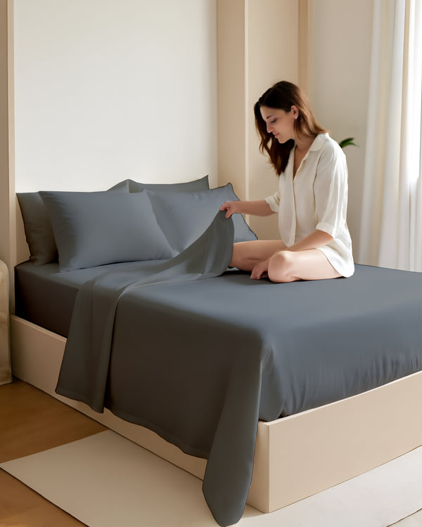 FoldEase Murphy Bed 4 Piece Sheet Set- Dark Gray