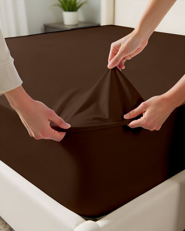 Cloud Soft Classic –  Single Fitted Sheet for Everyday Luxury - Chocolate
