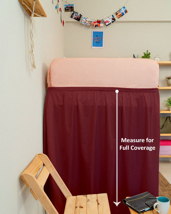 Flowyfrills– Microfiber Gathered Bed Skirt for Dorms - Burgundy-Bed Skirts-Shreem Linen-Slumber Sphere