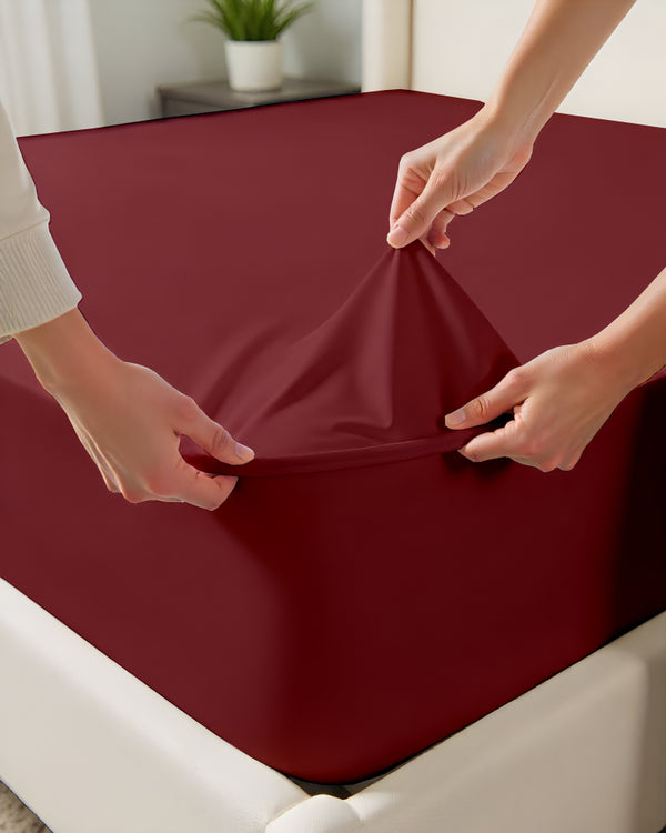 Cloud Soft Classic –  Single Fitted Sheet for Everyday Luxury - Burgundy