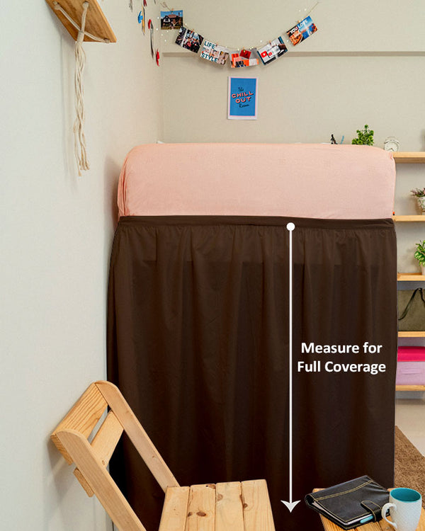 Flowyfrills– Microfiber Gathered Bed Skirt for Dorms - Chocolate Brown-Bed Skirts-Shreem Linen-Slumber Sphere