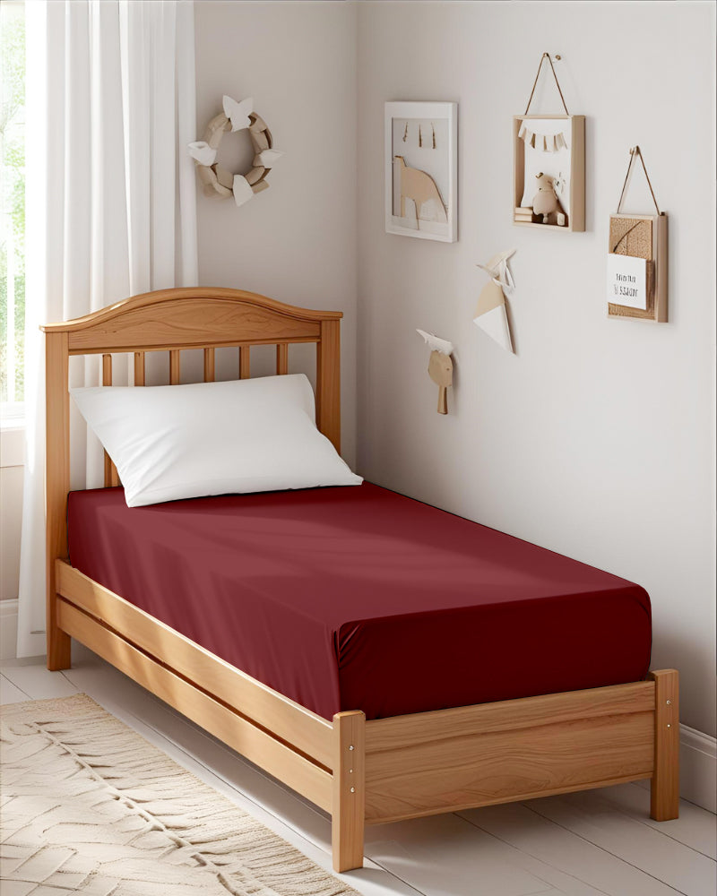 Ultra-fine Microfiber 1 Piece Crimson Dream Cot Fitted Sheet – Burgundy